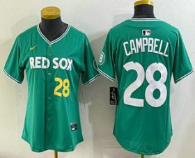 Women\'s Boston Red Sox #28 Kristian Campbell Green 2025 City Connect Player Name Limited Jersey