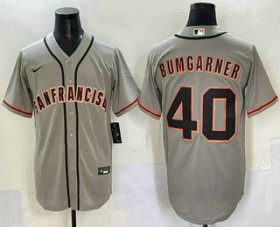 Men\'s San Francisco Giants #40 Madison Bumgarner Grey Cool Base Stitched Jersey