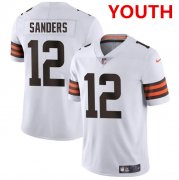 Youth Cleveland Browns #12 Shedeur Sanders White 2025 Vapor Limited Football Stitched Jersey Cheap