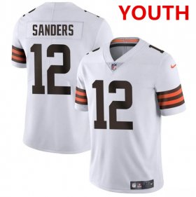 Youth Cleveland Browns #12 Shedeur Sanders White 2025 Vapor Limited Football Stitched Jersey Cheap