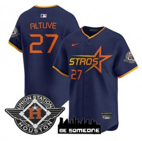 Men\'s Houston Astros #27 Jose Altuve Navy 2025 City Connect Limited Stitched Baseball Jersey Cheap