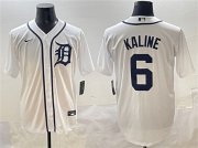 Men's Detroit Tigers #6 Al Kaline White Cool Base Stitched Baseball Jersey