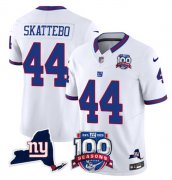 Men's New York Giants #44 Cam Skattebo White 2025 Draft F.U.S.E. 100th Season & State Patch Vapor Limited Football Stitched Jersey Cheap