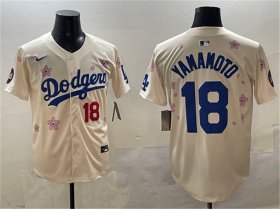 Men\'s Los Angeles Dodgers #18 Yoshinobu Yamamoto Cream 2025 Tokyo Series Limited Stitched Baseball Jersey Cheap