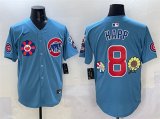 Cheap Men's Chicago Cubs #8 Ian Happ Blue 2025 Tokyo Series 2nd Alternate Limited Stitched Baseball Jersey