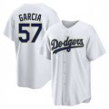 Cheap Men's Los Angeles Dodgers #57 Luis Garcia White Gold Cool Base Stitched Baseball Jersey