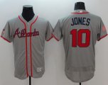 Wholesale Cheap Braves #10 Chipper Jones Grey Fashion Stars & Stripes Flexbase Authentic Stitched MLB Jersey