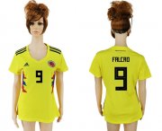 Wholesale Cheap Women's Colombia #9 Falcao Home Soccer Country Jersey