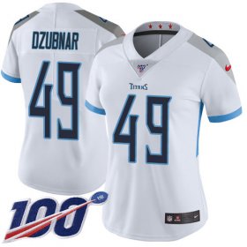 Wholesale Cheap Nike Titans #49 Nick Dzubnar White Women\'s Stitched NFL 100th Season Vapor Untouchable Limited Jersey