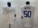 Men's Los Angeles Dodgers #50 Mookie Betts White Fashion Cool Base Stitched Baseball Jersey Cheap