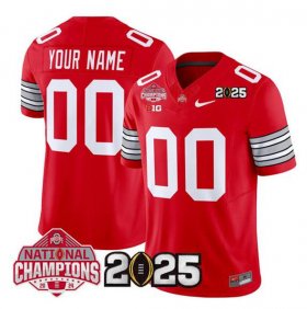 Men\'s Ohio State Buckeyes Active Player Custom Red 2025 CFP Final With National Champions Patch F.U.S.E. Vapor Limited Stitched Jersey Cheap Wholesale
