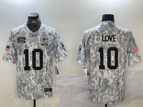 Men\'s Green Bay Packers #10 Jordan Love Arctic Camo 2024 FUSE Salute to Service Limited Stitched Jersey
