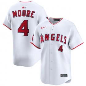 Men\'s Los Angeles Angels #4 Christian Moore White Home Limited Stitched Baseball Jersey