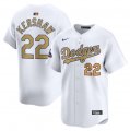 Men's Los Angeles Dodgers #22 Clayton Kershaw White 2025 Gold Collection Limited Stitched Baseball Jersey Cheap
