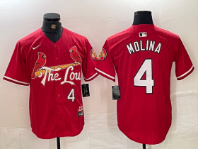 Cheap Men\'s St Louis Cardinals #4 Yadier Molina Red 2024 City Connect Limited Stitched Baseball Jersey