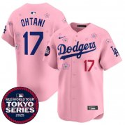 Cheap Men's Los Angeles Dodgers #17 Shohei Ohtani Pink 2025 Tokyo Series Limited Stitched Baseball Jersey