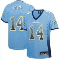 Wholesale Cheap Nike Chargers #14 Dan Fouts Electric Blue Alternate Women's Stitched NFL Elite Drift Fashion Jersey