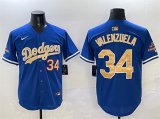 Cheap Men's Los Angeles Dodgers #34 Fernando Valenzuela Royal 2025 Gold Collection Limited Stitched Baseball Jersey