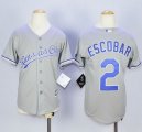 Wholesale Cheap Royals #2 Alcides Escobar Grey Cool Base Stitched Youth MLB Jersey
