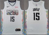 Cheap Men's Denver Nuggets #15 Nikola Jokic White 2024 25 City Edition Stitched Basketball Jersey