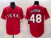 Men's Texas Rangers #48 Jacob deGrom Red With Patch Cool Base Stitched Baseball Jersey Cheap