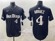 Men's San Diego Padres #4 Luis Arraez Black Gothic Edition Vapor Limited Stitched Baseball Jersey Cheap Wholesale