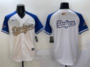 Cheap Men's Los Angeles Dodgers Team Big Logo White Royal Gold 2024 World Series Champions Vapor Limited Stitched Baseball Jersey