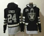 Wholesale Cheap Men's Oakland Raiders 24 Marshawn Lynch NEW Black Pocket Stitched NFL Pullover Hoodie