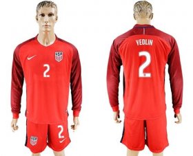 Wholesale Cheap USA #2 Yedlin Away Long Sleeves Soccer Country Jersey