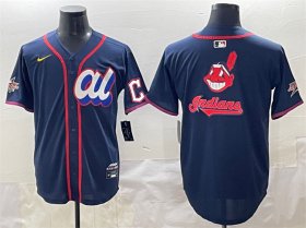 Cheap Men\'s American League Cleveland Guardians Team Big Logo Navy 2025 All-Star Edition Limited Stitched Baseball Jersey