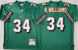 Men's Miami Dolphins #34 Ricky Williams Aqua Throwback Stitched Football Jersey