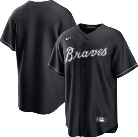 Men\'s Atlanta Braves Blank Black Lights Out Limited Stitched Baseball Jersey