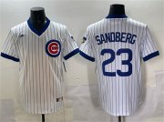Men's Chicago Cubs #23 Ryne Sandberg White Throwback Stitched Baseball Jersey Cheap Wholesale