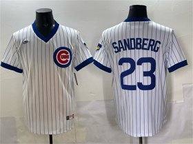 Men\'s Chicago Cubs #23 Ryne Sandberg White Throwback Stitched Baseball Jersey Cheap Wholesale