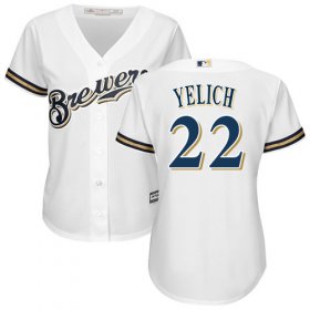 Wholesale Cheap Brewers #22 Christian Yelich White Home Women\'s Stitched MLB Jersey