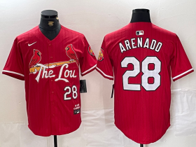Cheap Men\'s St. Louis Cardinals #28 Nolan Arenado Red 2024 City Connect Limited Stitched Baseball Jersey