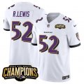 Cheap Men's Baltimore Ravens #52 Ray Lewis White 2023 F.U.S.E. AFC North Champions Vapor Limited Football Stitched Jersey