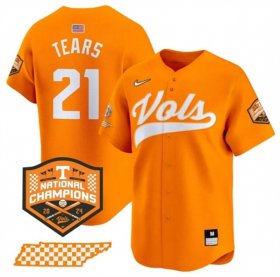 Men\'s Tennessee Volunteers #21 Kavares Tears Orange 2024 Champions Vapor Limited Stitched Jersey