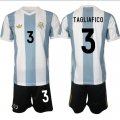 Men's Argentina #3 Nicolas Tagliafico White Blue 2024-25 50th Anniversary Home Soccer Jersey Suit Cheap
