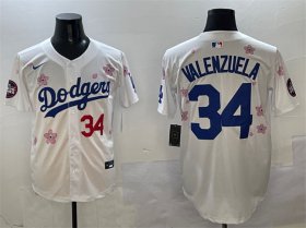 Cheap Men\'s Los Angeles Dodgers #34 Fernando Valenzuela White 2025 Tokyo Series Limited Stitched Baseball Jersey