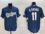 Men's Los Angeles Dodgers #11 Roki Sasaki Navy Cool Base Stitched Baseball Jersey Cheap