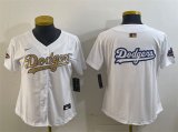 Cheap Women's Los Angeles Dodgers Team Big Logo White 2025 Gold Collection Limited Stitched Baseball Jersey(Run Small)