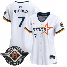 Women\'s Houston Astros #7 C.J. Stroud White 2025 City Connect Limited Stitched Baseball Jersey(Run Small) Cheap