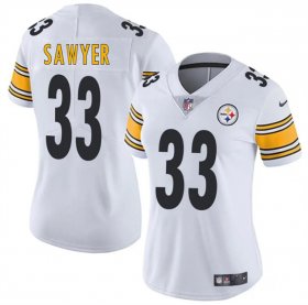 Cheap Women\'s Pittsburgh Steelers #33 Jack Sawyer White 2025 Draft Vapor Untouchable Limited Football Stitched Jersey(Run Small)
