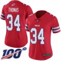 Wholesale Cheap Nike Bills #34 Thurman Thomas Red Women's Stitched NFL Limited Rush 100th Season Jersey