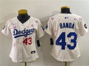 Cheap Women's Los Angeles Dodgers #43 Anthony Banda Cream 2025 Tokyo Series Limited Stitched Baseball Jersey(Run Small)
