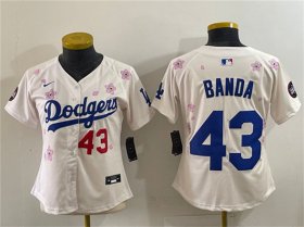 Cheap Women\'s Los Angeles Dodgers #43 Anthony Banda Cream 2025 Tokyo Series Limited Stitched Baseball Jersey(Run Small)
