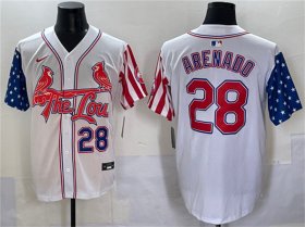 Cheap Men\'s St. Louis Cardinals #28 Nolan Arenado White Independence Day Vapor Premier Limited Stitched Baseball Jersey