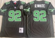 Cheap Men's Philadelphia Eagles #92 Reggie White Black Throwback Stitched Football Jersey