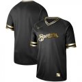 Wholesale Cheap Nike Brewers Blank Black Gold Authentic Stitched MLB Jersey